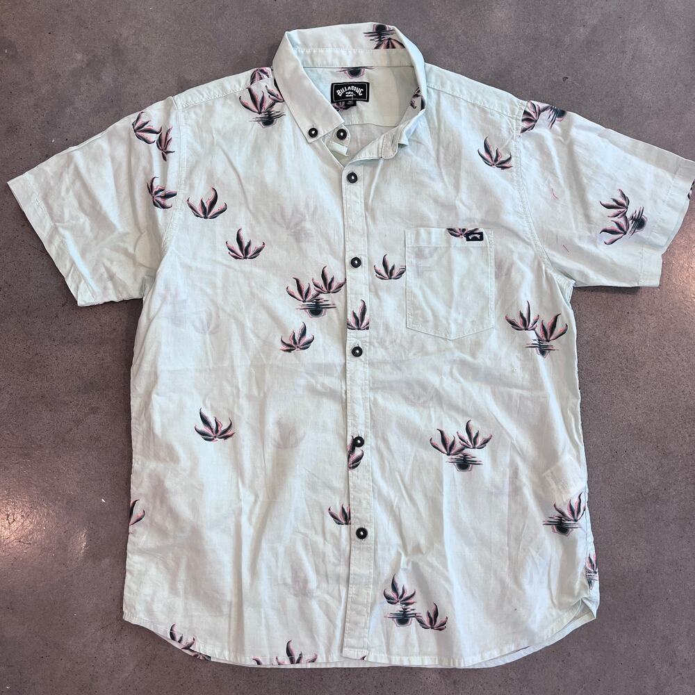 Billabong Sundays Seamist 100 Cotton button down shirt Youth Boy XL NEW